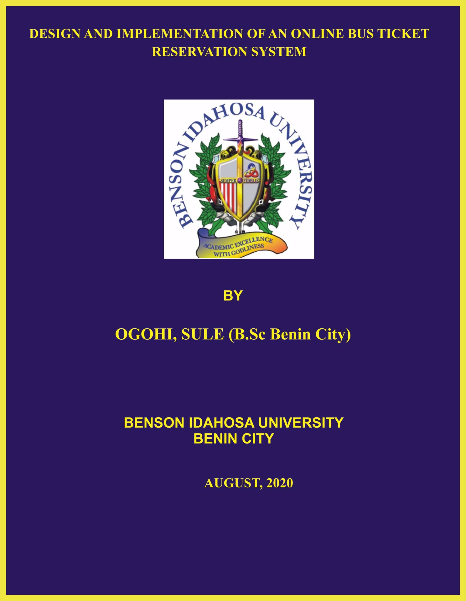 DESIGN AND IMPLEMENTATION OF AN ONLINE BUS TICKET RESERVATION SYSTEM cover