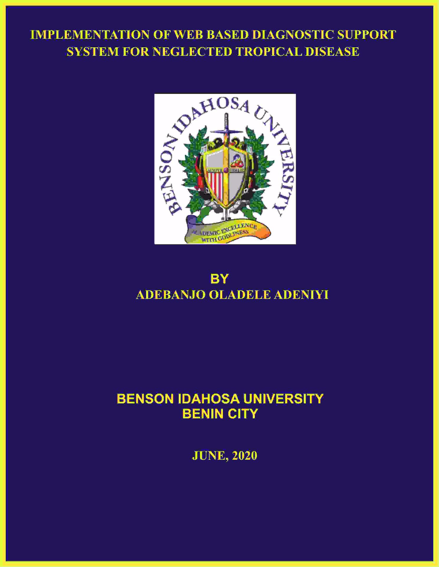 IMPLEMENTATION OF WEB BASED DIAGNOSTIC SUPPORT SYSTEM FOR NEGLECTED TROPICAL DISEASE cover