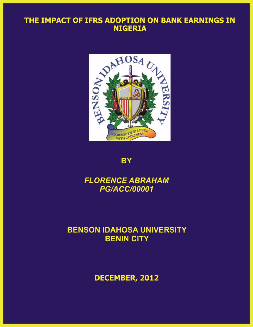 THE IMPACT OF IFRS ADOPTION ON BANK EARNINGS IN NIGERIA cover