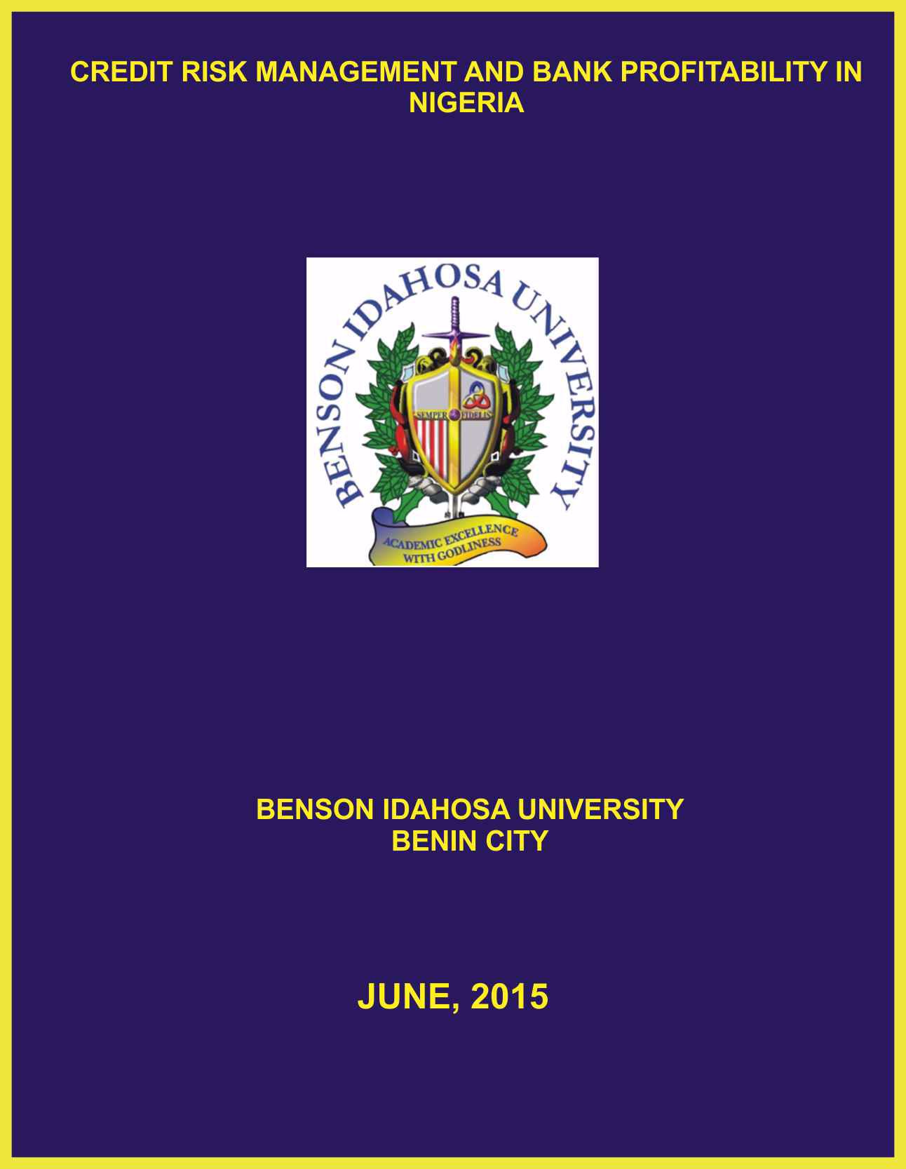 CREDIT RISK MANAGEMENT AND BANK PROFITABILITY IN NIGERIA cover