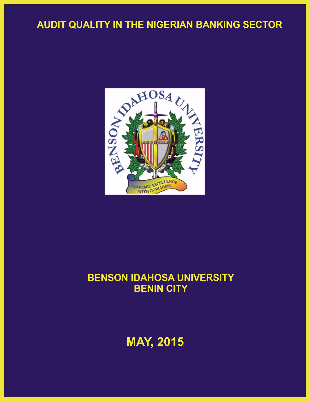 AUDIT QUALITY IN THE NIGERIAN BANKING SECTOR cover