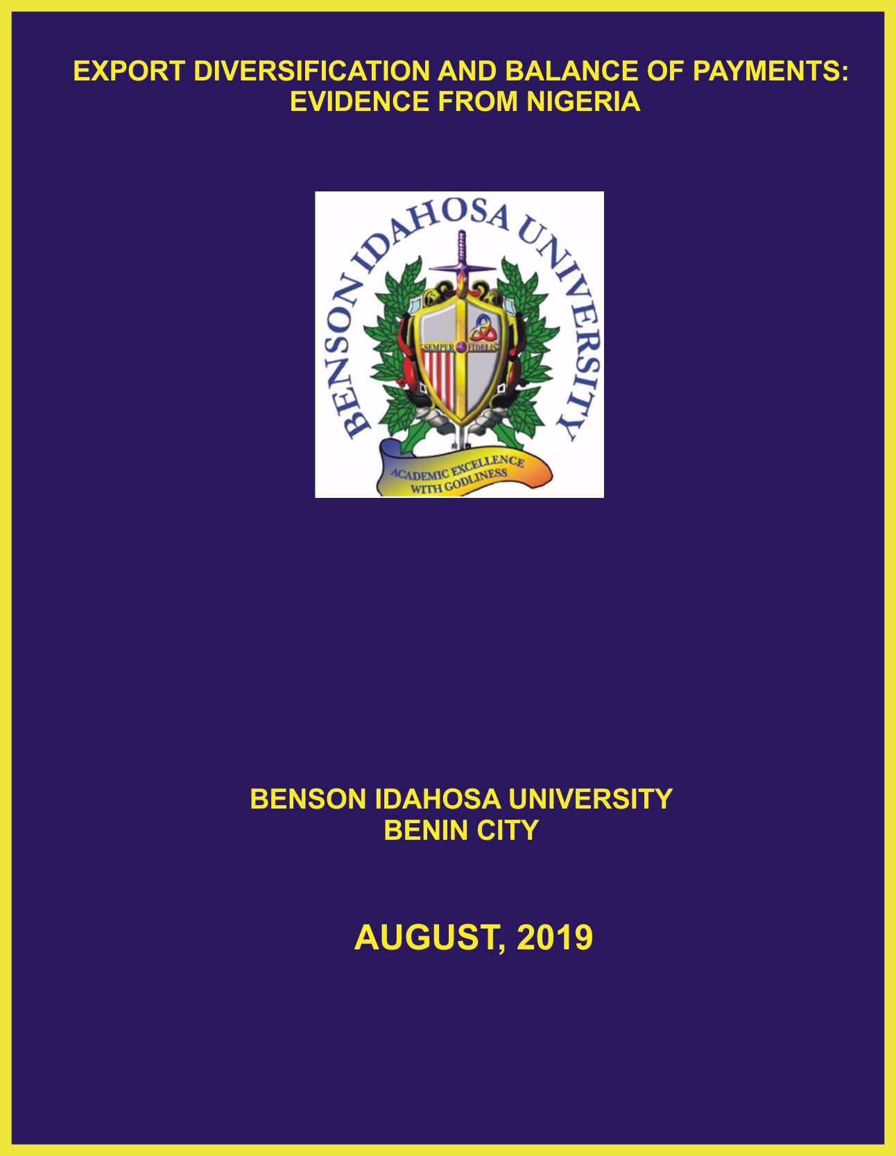 EXPORT DIVERSIFICATION AND BALANCE OF PAYMENTS:  EVIDENCE FROM NIGERIA cover