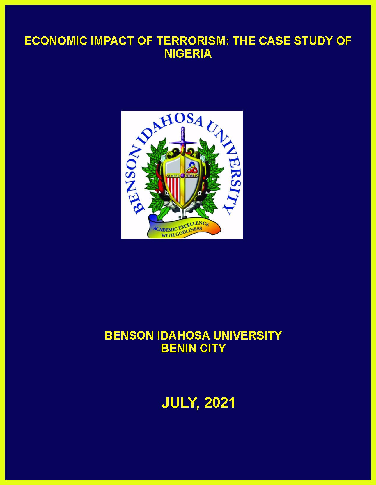 ECONOMIC IMPACT OF TERRORISM: THE CASE STUDY OF NIGERIA cover