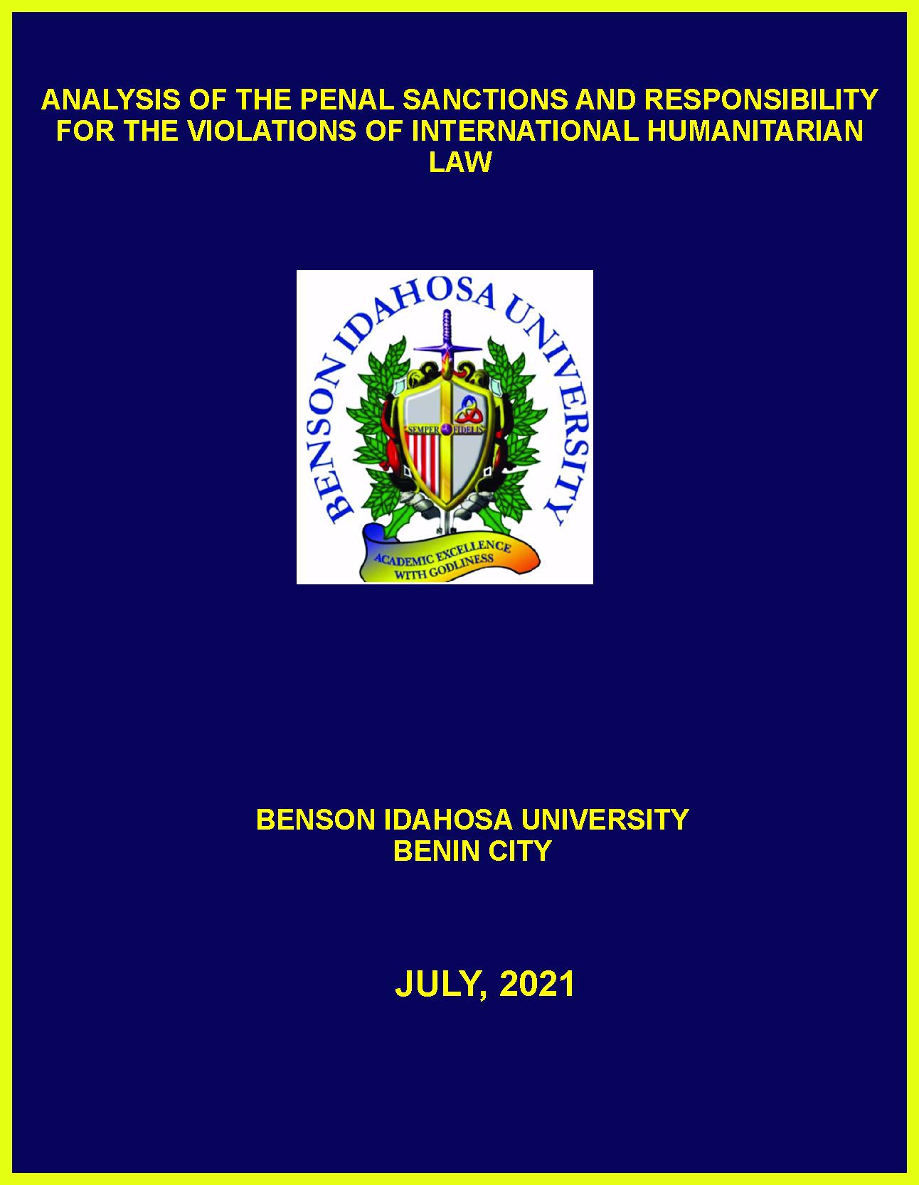 ANALYSIS OF THE PENAL SANCTIONS AND RESPONSIBILITY FOR THE VIOLATIONS OF INTERNATIONAL HUMANITARIAN LAW cover