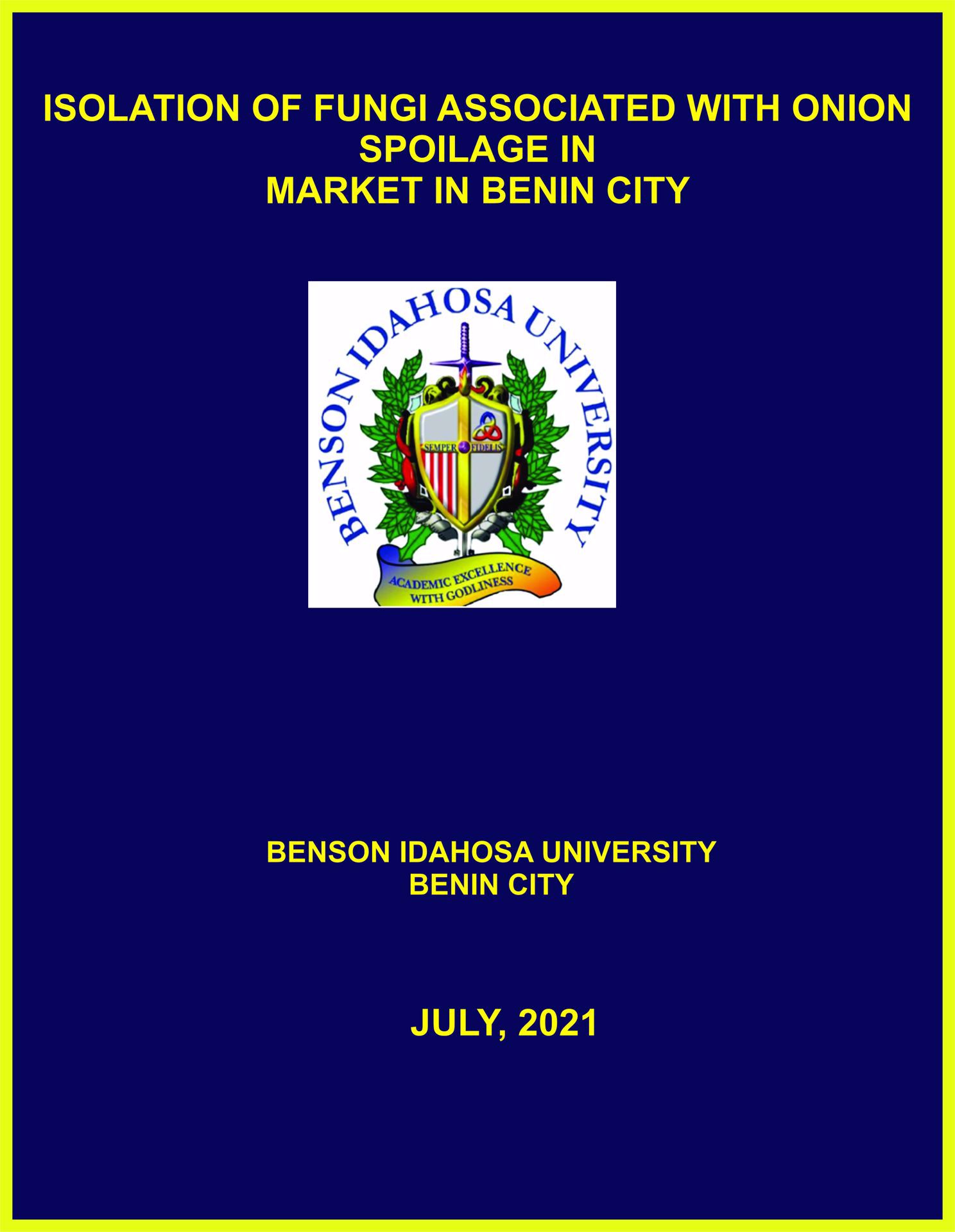 ISOLATION OF FUNGI ASSOCIATED WITH ONION SPOILAGE IN MARKET IN BENIN CITY cover