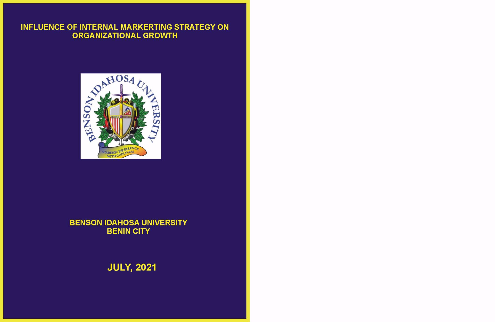 INFLUENCE OF INTERNAL MARKERTING STRATEGY ON ORGANIZATIONAL GROWTH cover
