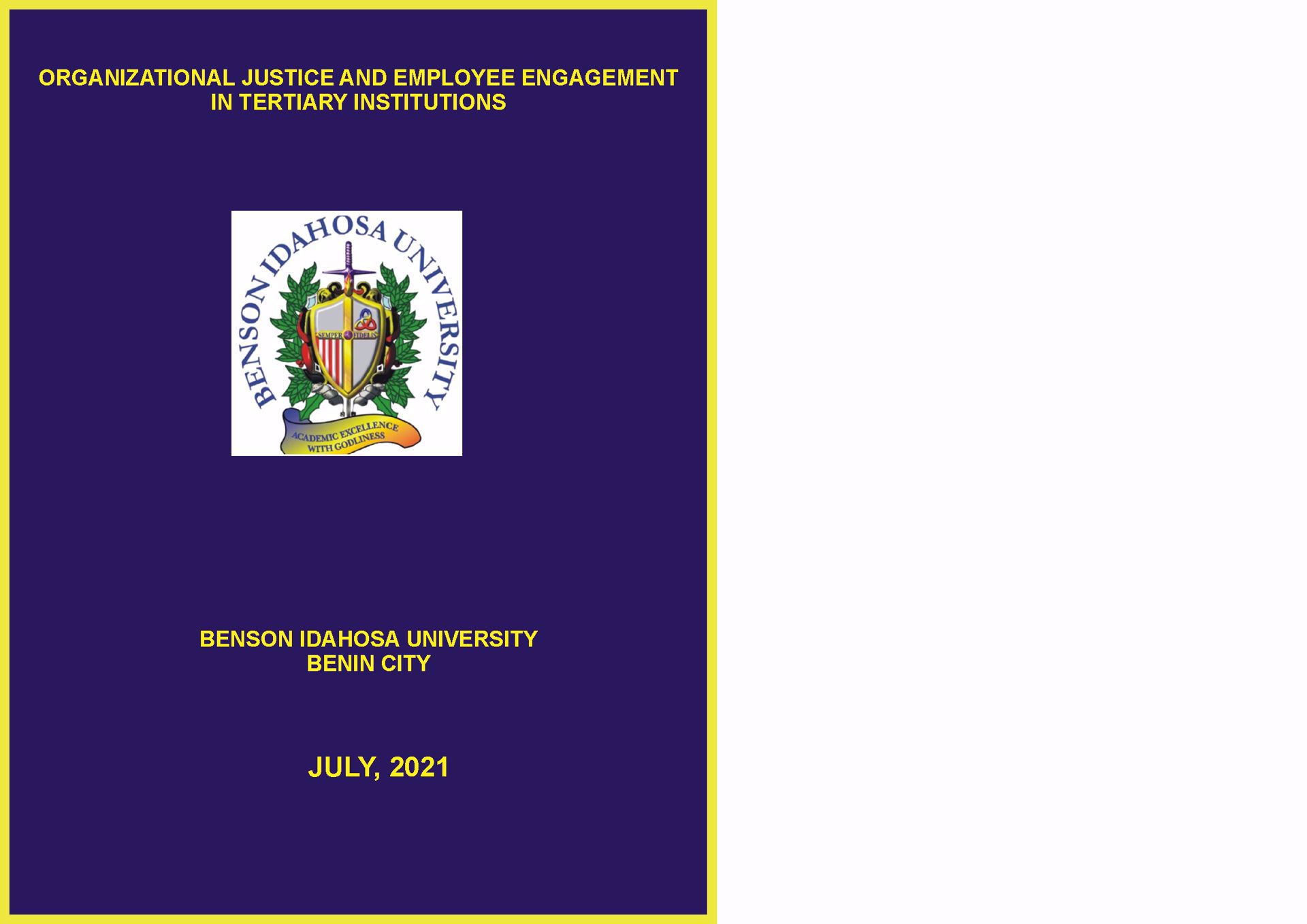 ORGANIZATIONAL JUSTICE AND EMPLOYEE ENGAGEMENT IN TERTIARY INSTITUTIONS cover