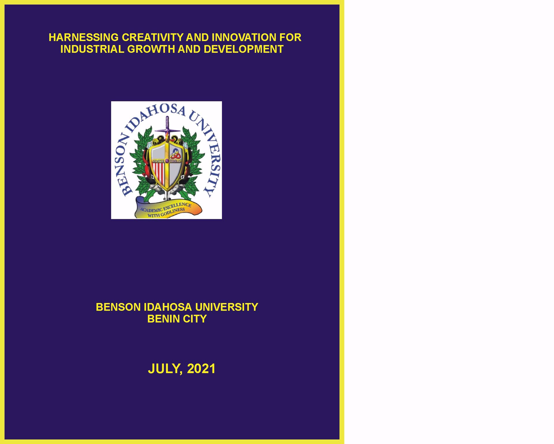 HARNESSING CREATIVITY AND INNOVATION FOR INDUSTRIAL GROWTH AND DEVELOPMENT cover