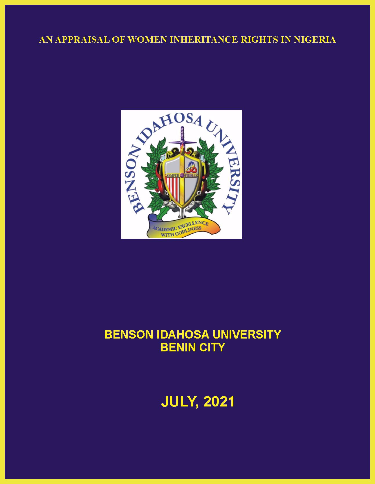 AN APPRAISAL OF WOMEN INHERITANCE RIGHTS IN NIGERIA cover