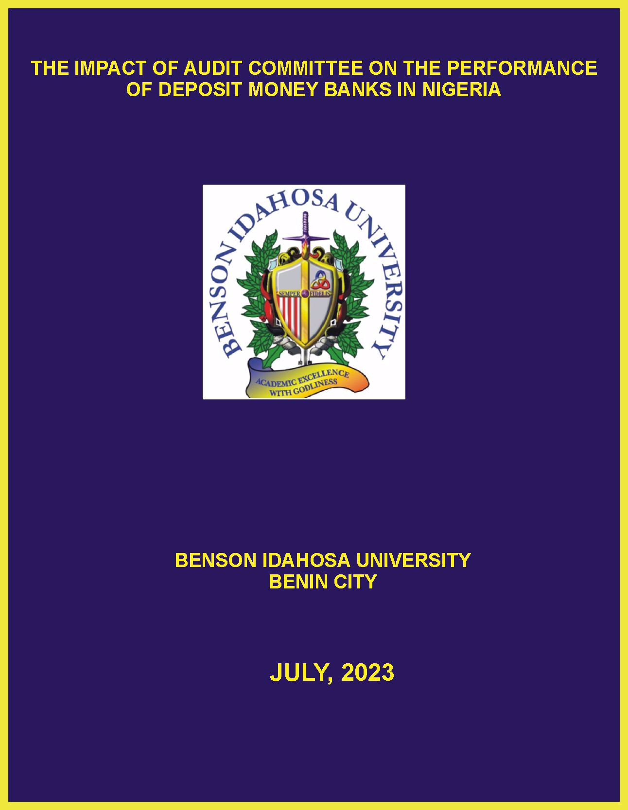 THE IMPACT OF AUDIT COMMITTEE ON THE PERFORMANCE OF DEPOSIT MONEY BANKS IN NIGERIA cover