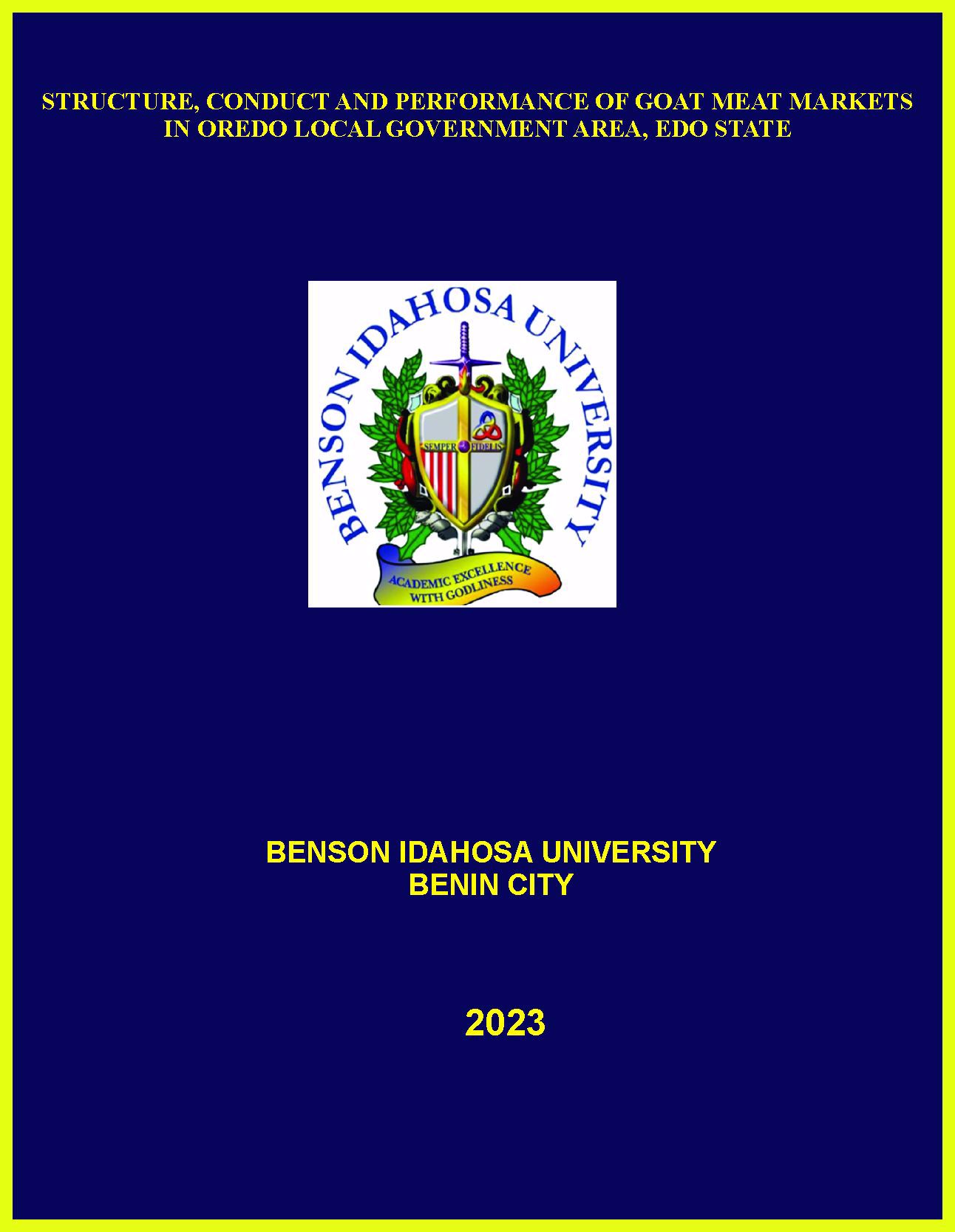 STRUCTURE, CONDUCT AND PERFORMANCE OF GOAT MEAT MARKETS cover