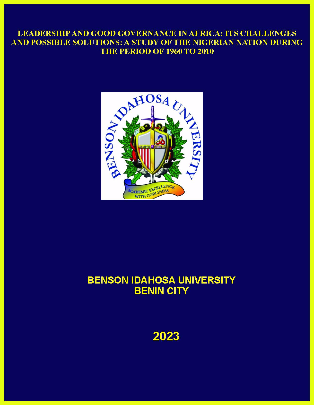 LEADERSHIP AND GOOD GOVERNANCE IN AFRICA cover