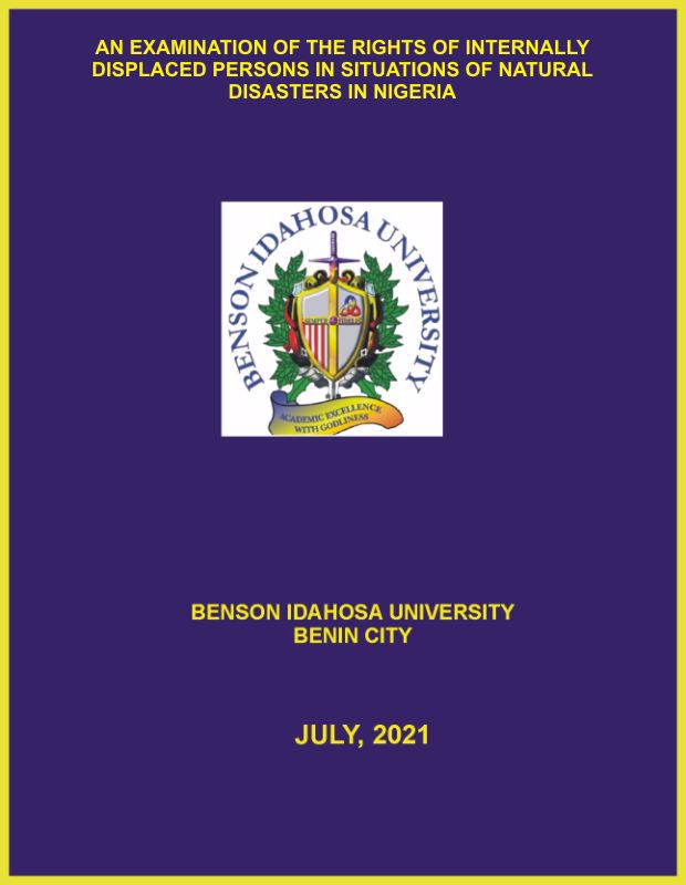 AN EXAMINATION OF THE RIGHTS OF INTERNALLY DISPLACED PERSONS IN SITUATIONS OF NATURAL DISASTERS IN NIGERIA cover